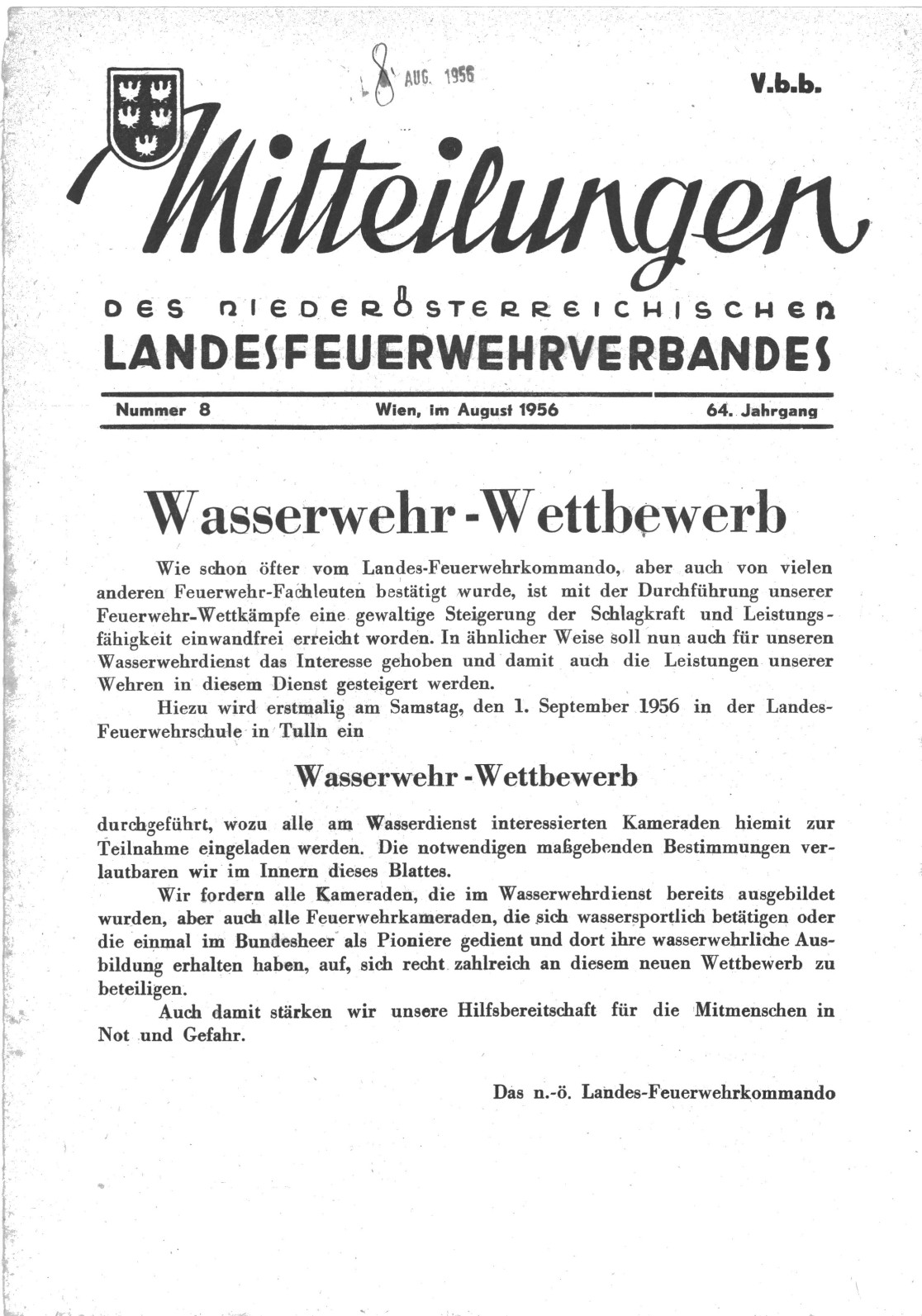1956 08 S 1 1. Wasserbewerb